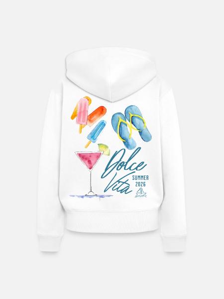 Dolce Vita Sommer 2026 - Frauen Premium Bio Zip Hoodie - Weiß