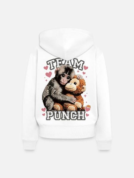 Lustiger süßer Baby-Affen-Team-Punch - Frauen Premium Bio Zip Hoodie - Weiß