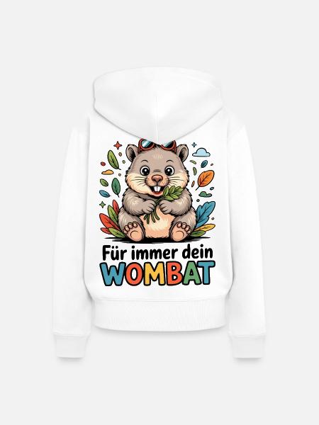 Wombat mit Blättern - Frauen Premium Bio Zip Hoodie - Weiß