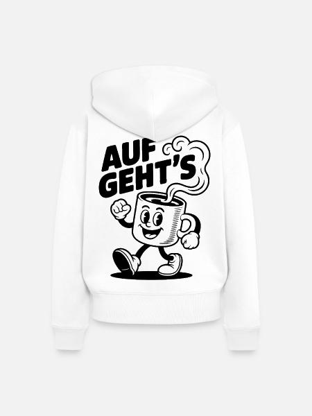 Kaffee muss sein - Frauen Premium Bio Zip Hoodie - Weiß