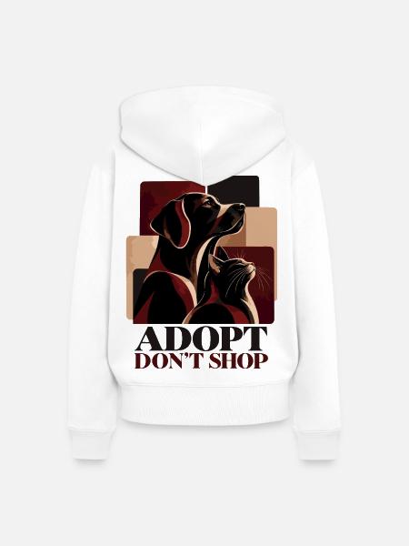 Adopt Don’t Shop Dog & Cat - Frauen Premium Bio Zip Hoodie - Weiß