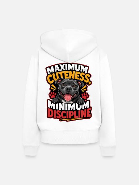 Maximale Süße, minimale Disziplin - Frauen Premium Bio Zip Hoodie - Weiß