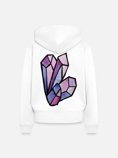 Mosaik aus Buntglas-Edelsteinherzen - Frauen Premium Bio Zip Hoodie - Weiß