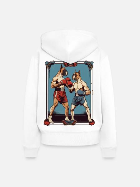 Hunde beim Boxen - Frauen Premium Bio Zip Hoodie - Weiß