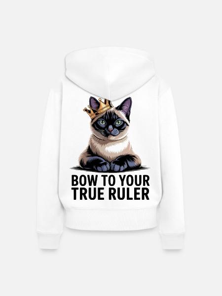 Königliche Katze - Frauen Premium Bio Zip Hoodie - Weiß