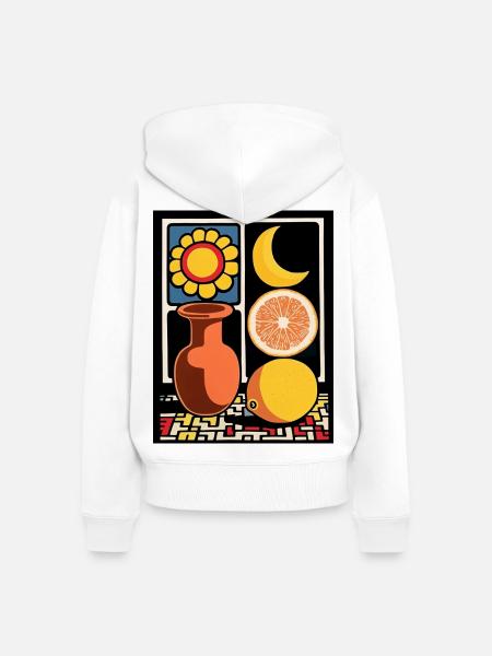 Sonnenblume Zitrus Mond - Frauen Premium Bio Zip Hoodie - Weiß