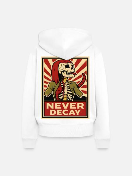 Never Decay Skelet Punk  - Frauen Premium Bio Zip Hoodie - Weiß