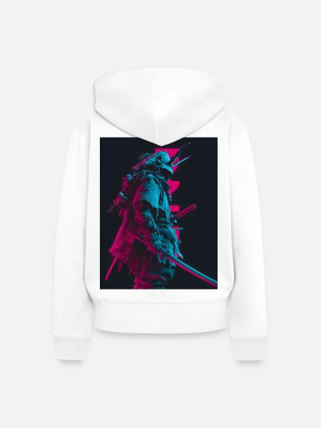 Samurai im Schatten - Frauen Premium Bio Zip Hoodie - Weiß