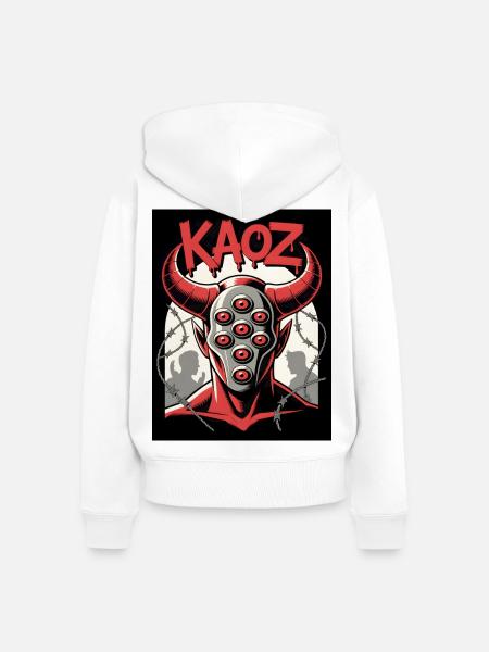 KAOZ Dämon mit Augen - Frauen Premium Bio Zip Hoodie - Weiß