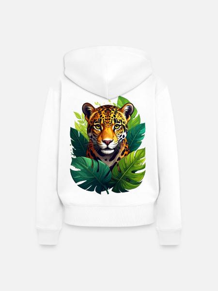 Ein Jaguar im Dschungel - Frauen Premium Bio Zip Hoodie - Weiß