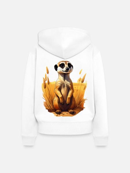 Ein Erdmännchen in der Savanne - Frauen Premium Bio Zip Hoodie - Weiß
