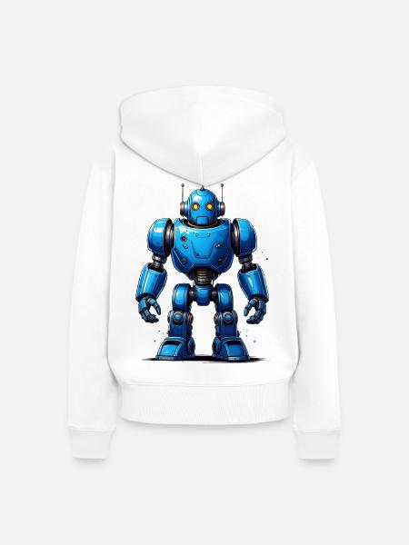Blauer Roboter - Frauen Premium Bio Zip Hoodie - Weiß