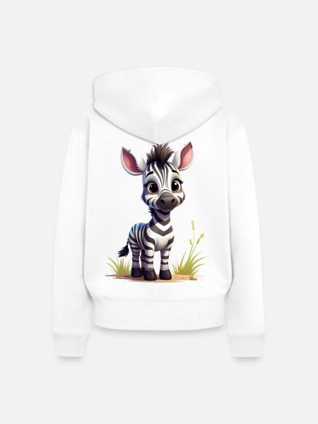 Niedliches Zebra - Frauen Premium Bio Zip Hoodie - Weiß