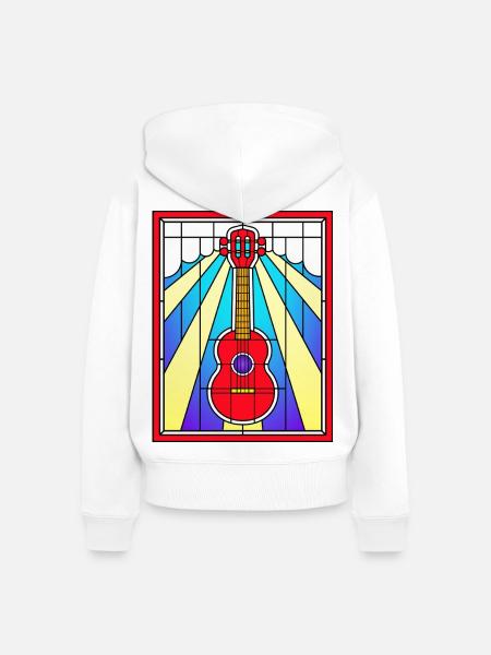 Buntglas-Akustikgitarre - Frauen Premium Bio Zip Hoodie - Weiß