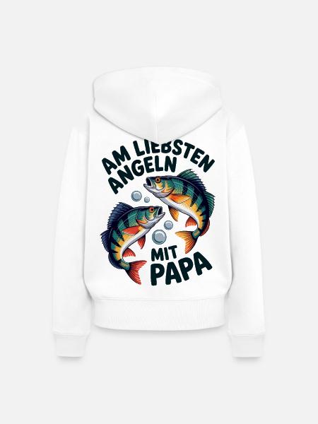 Angeln mit Papa Fischduo - Frauen Premium Bio Zip Hoodie - Weiß