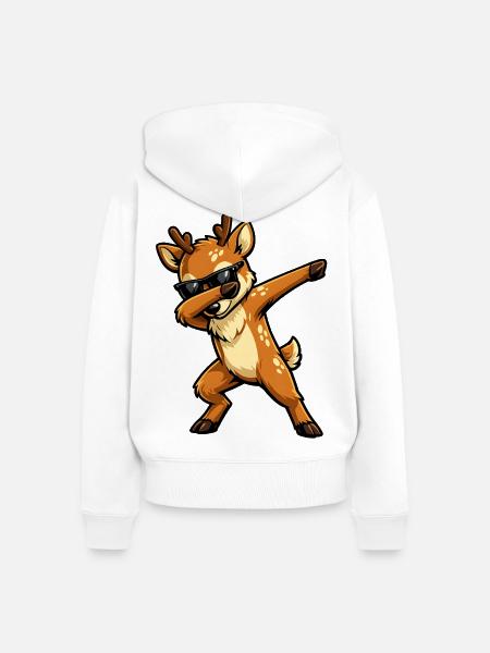 Dabbing Reh - Frauen Premium Bio Zip Hoodie - Weiß