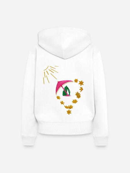 Urlaub mit Herz und Sonne - Frauen Premium Bio Zip Hoodie - Weiß