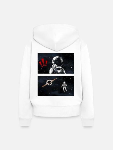 Astronaut im Schwarzen Loch - Frauen Premium Bio Zip Hoodie - Weiß