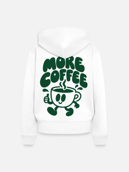 More Coffee – Laufende Kaffeetasse - Frauen Premium Bio Zip Hoodie - Weiß