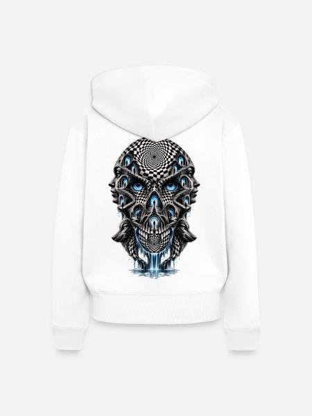 Surreales Kopf-Treppenlabyrinth - Frauen Premium Bio Zip Hoodie - Weiß