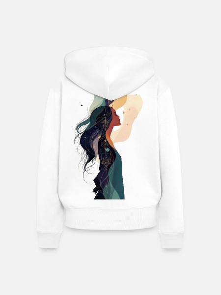 Kosmische Seele mit Geometrie - Frauen Premium Bio Zip Hoodie - Weiß