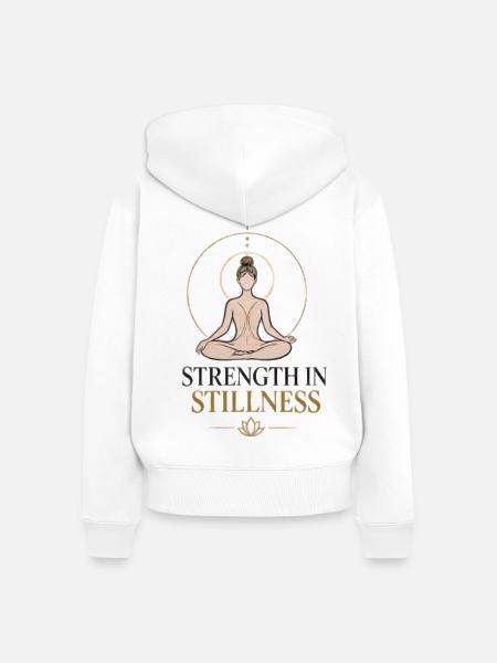 Kraft in der Stille - Frauen Premium Bio Zip Hoodie - Weiß