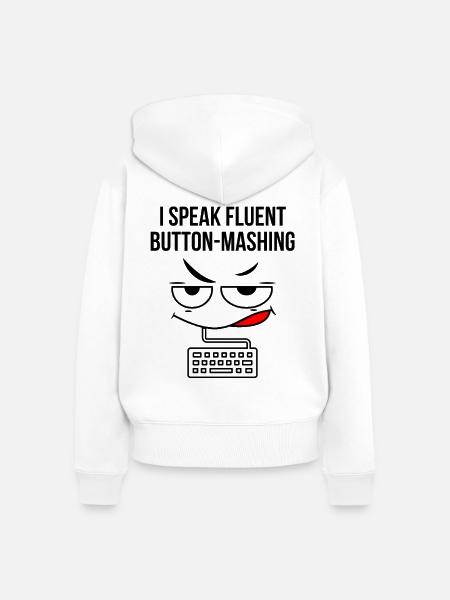 Ich spreche fließend Button-Mashing - Frauen Premium Bio Zip Hoodie - Weiß