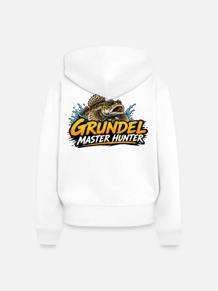 Grundel Master Hunter Angler - Frauen Premium Bio Zip Hoodie - Weiß