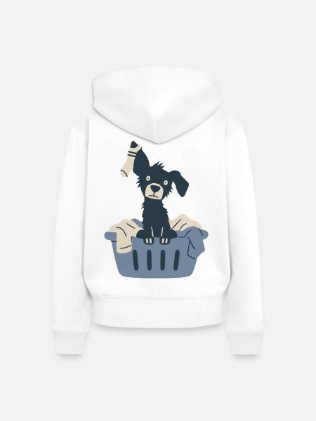 Süßer Hund im Wäschekorb - Frauen Premium Bio Zip Hoodie - Weiß