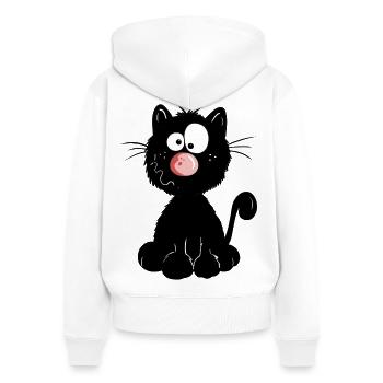 Schwarze Katze - Frauen Premium Bio Zip Hoodie - Weiß - Hinten - AI Model Female 172 light (172cm)