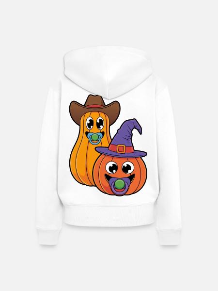 Kürbisduo Halloween Kostüm - Frauen Premium Bio Zip Hoodie - Weiß