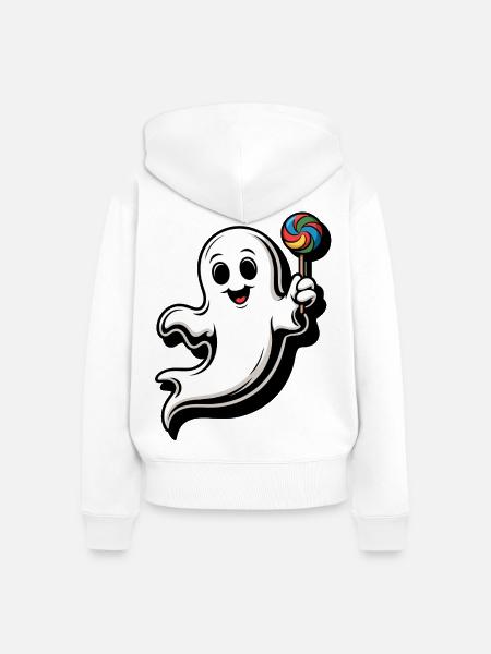 Fröhlicher Geist mit Lollipop - Frauen Premium Bio Zip Hoodie - Weiß