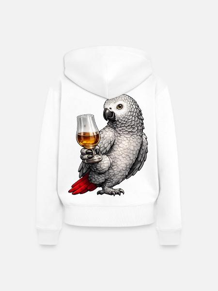 Graupapagei Whisky - Frauen Premium Bio Zip Hoodie - Weiß