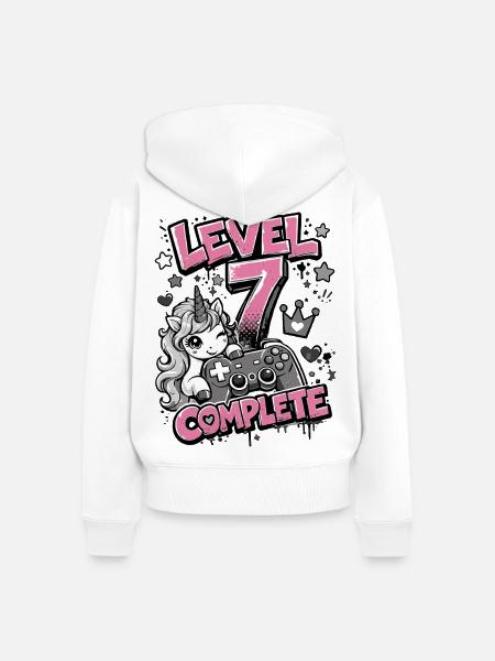 Level 7 Vollendet - Einhorn Controller - Frauen Premium Bio Zip Hoodie - Weiß