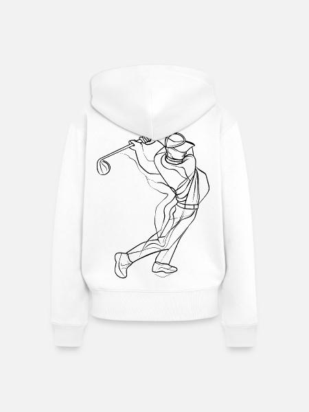 Golfer Strichzeichnung - Frauen Premium Bio Zip Hoodie - Weiß