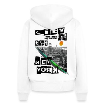 New York - Frauen Premium Bio Zip Hoodie - Weiß - Hinten - AI Model Female 172 light (172cm)