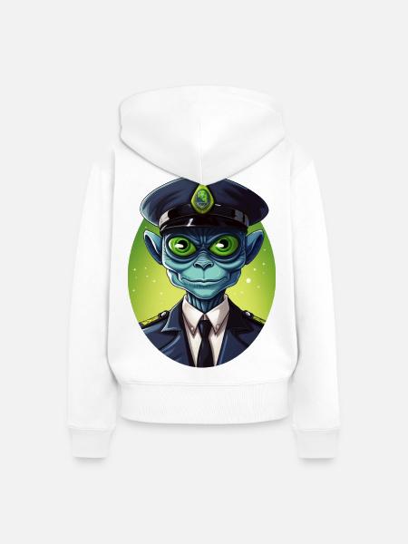 Alien Polizist - Frauen Premium Bio Zip Hoodie - Weiß