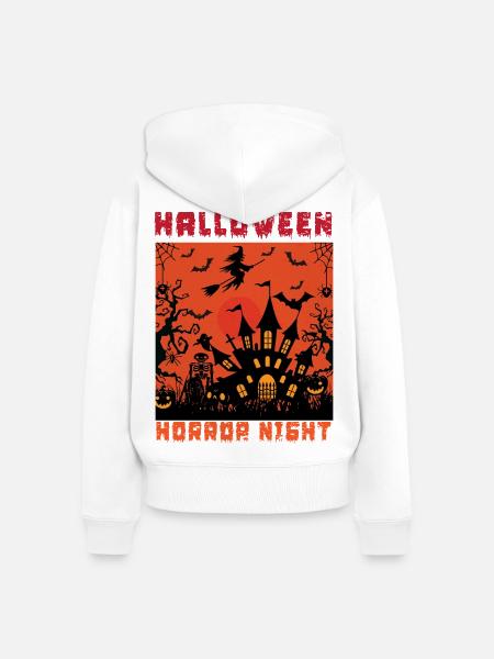 Halloween Horror Nacht - Frauen Premium Bio Zip Hoodie - Weiß