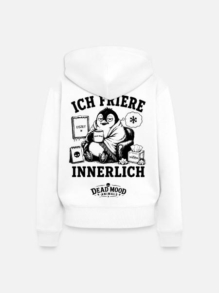 Außen cool. Innen Tiefkühltruhe. - Frauen Premium Bio Zip Hoodie - Weiß