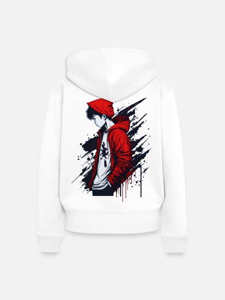 Junge Street Style - Frauen Premium Bio Zip Hoodie - Weiß