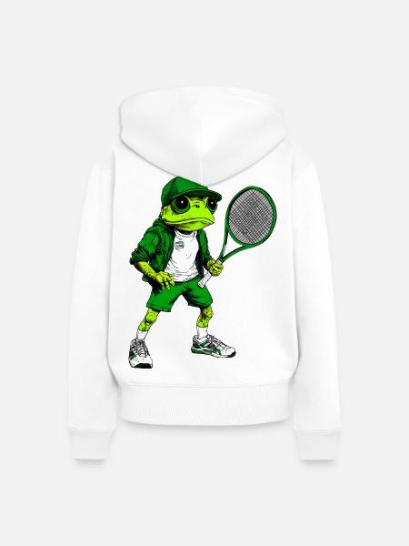Tennis Frösche - Frauen Premium Bio Zip Hoodie - Weiß