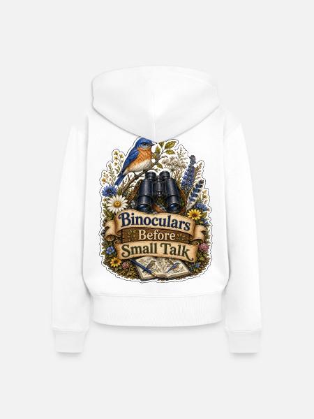 Binoculars Before Small Talk Wolken - Frauen Premium Bio Zip Hoodie - Weiß