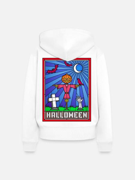 Halloween-Szene Buntglaskunst - Frauen Premium Bio Zip Hoodie - Weiß
