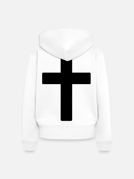 Kreuz - Frauen Premium Bio Zip Hoodie - Weiß