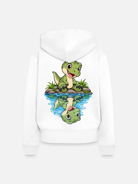 Kleiner Krokodil am Teich - Frauen Premium Bio Zip Hoodie - Weiß