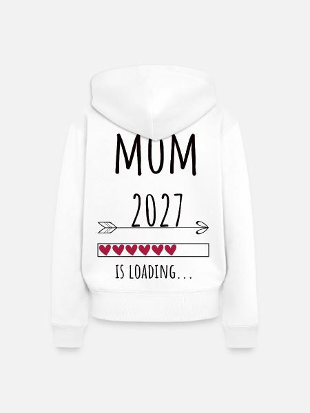 Pregnancy Announcement – Mama 2027 Geschenk - Frauen Premium Bio Zip Hoodie - Weiß