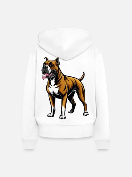 Boxer Dog Stand - Frauen Premium Bio Zip Hoodie - Weiß