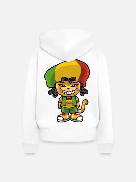 Reggae katze - Frauen Premium Bio Zip Hoodie - Weiß