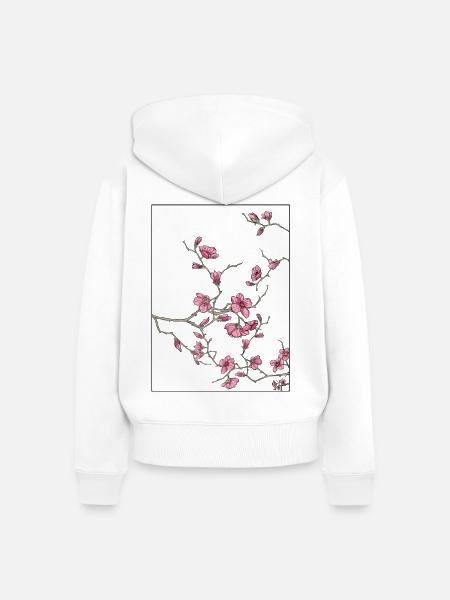 Kirschblüten Florales Design - Frauen Premium Bio Zip Hoodie - Weiß