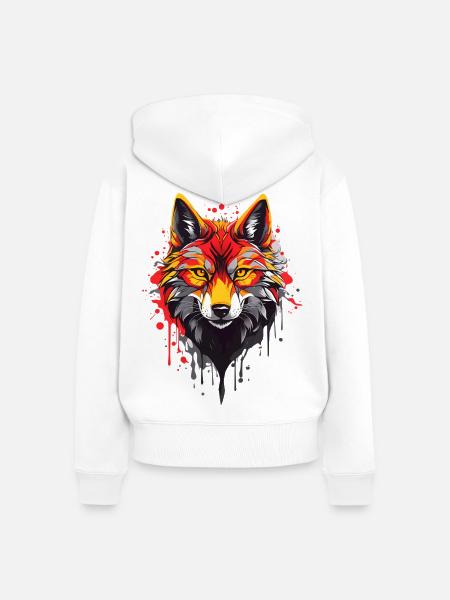Coole Wolf - Frauen Premium Bio Zip Hoodie - Weiß